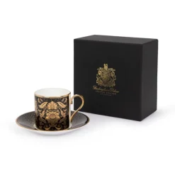 Acanthus Black Coffee Cup And Saucer*Royal Collection Shop New